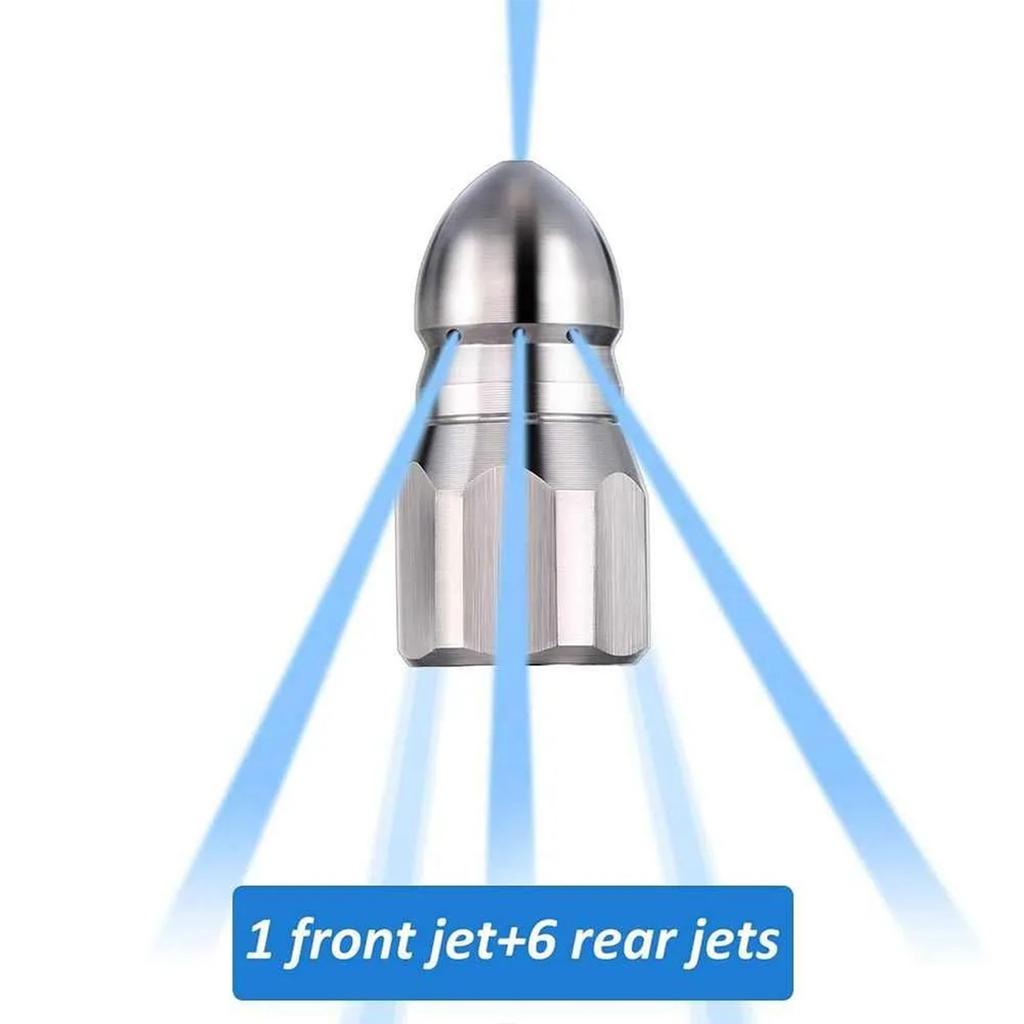 Насадка высокого давления «мышиная голова» из нержавеющей стали для рытья канализации, насадка высокого давления «мышиная голова» 1/4 спереди, одна сзади, шесть насадок