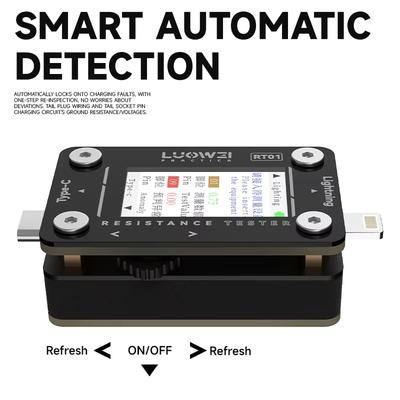Luowei LW-RT01 Тестер зарядного порта для телефона Type-C Lighting Dock Connector Проверка Автоматическое сканирование Обнаружение Инструмент для ремонта