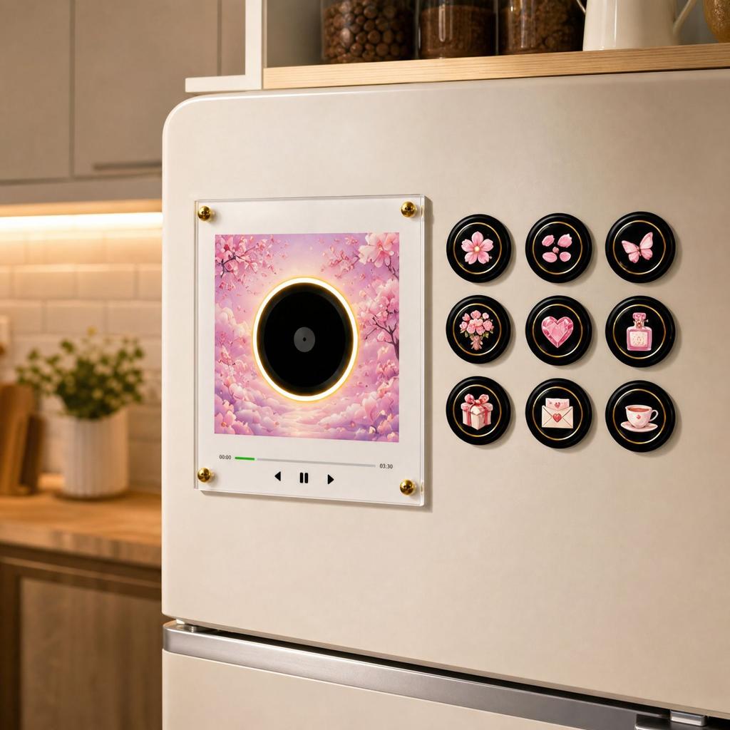 Музыкальная шкатулка с вращающимся диском, ночник с датчиком движения, поющая декорация для холодильника для дома, вечеринок и в качестве подарка