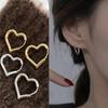 Fashion Smooth Gold Color Love Heart Hoop Earrings Simple Cute Heart Circle Piercing Earring Buckle Statement Accessories