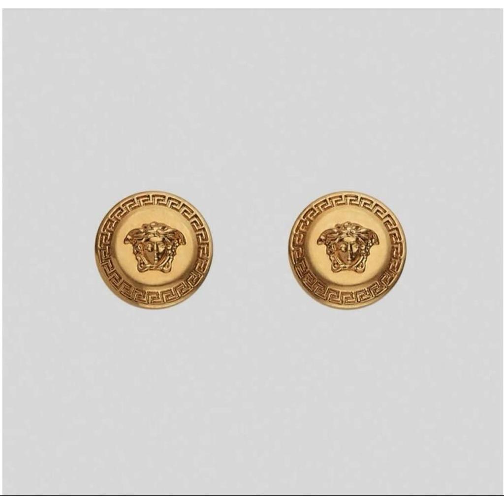 Б/у Новые серьги-гвоздики Versace Золотые Унисекс