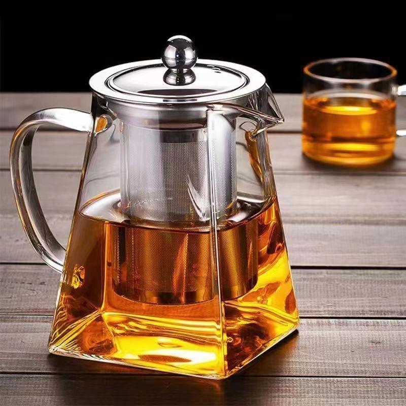 350/550/750/950ML Teapot Household Teapot Glass Teapot Stainless Steel Tea Filter Transparent Pot High Temperature Resistance