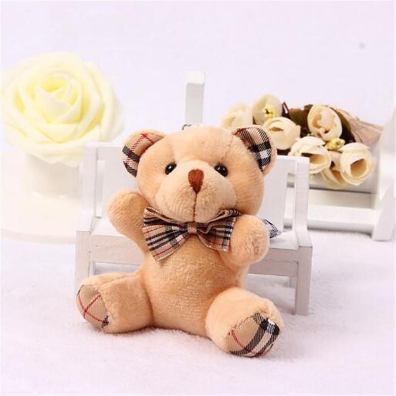 1 шт. клетчатый галстук-бабочка плюшевый сидящий медведь игрушки маленький кулон мультяшный букет кукла свадебный подарок мягкая игрушка 8 см