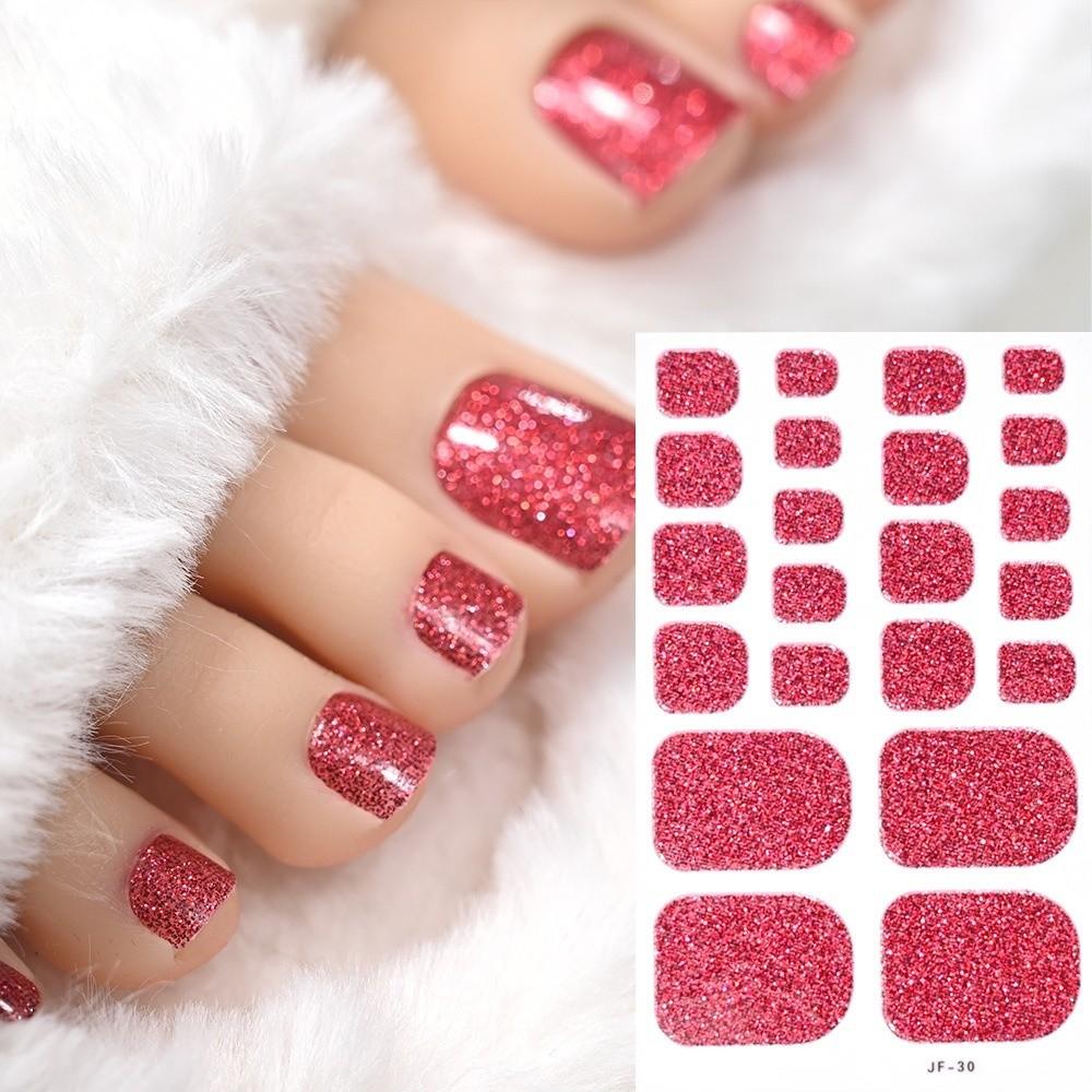 22tips/Sheet Solid Color Shimmer Finish Full Cover Nail Wraps Home DIY Nail Makeover
