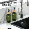 KASUNTING 2 Pack Plastic Soap Dispenser with Bamboo Pump Head  17 oz Green Refillable Liquid Hand Soap Lotion Pump Bottle for Bathroom Kitchen