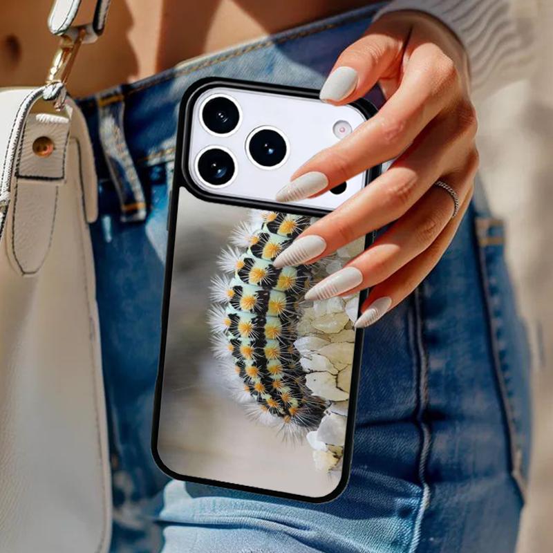 Caterpillar Insect Butterfly Phone Case For iPhone 17 Air 14 15 13 12 Max Cover For Apple 14 15 16 16e 11 Pro Max Plus Coque