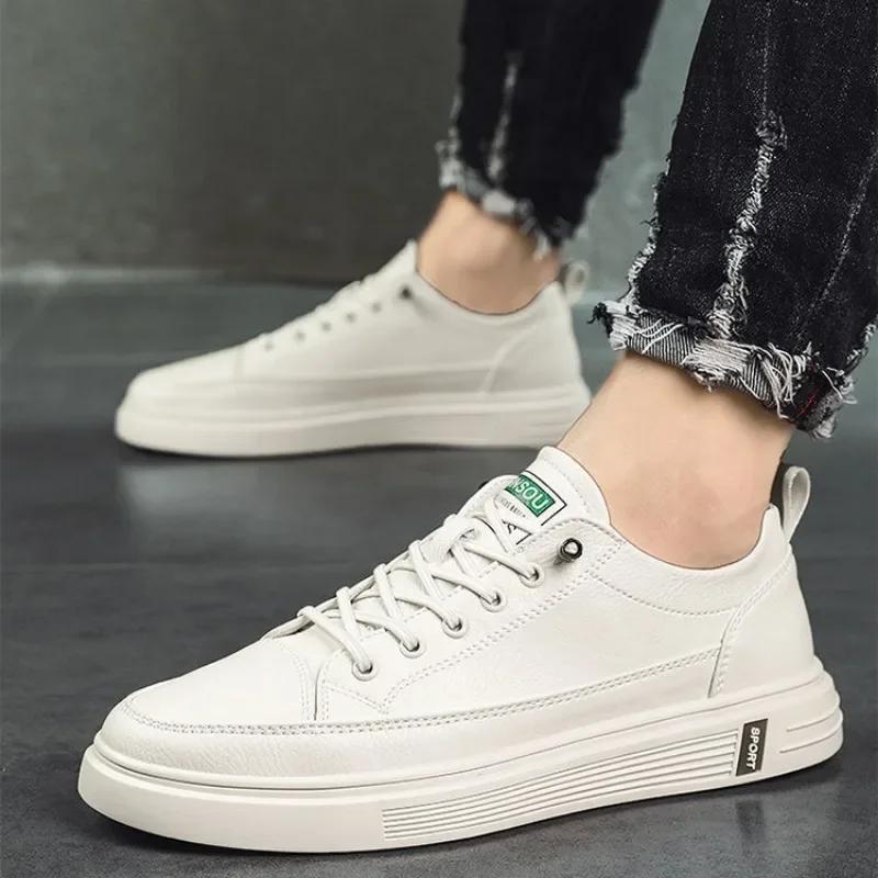 Модные новые мужские повседневные кожаные туфли мужские белые вулканизированные туфли кроссовки дышащие туфли на плоской подошве для мужчин Zapatillas De Hombre