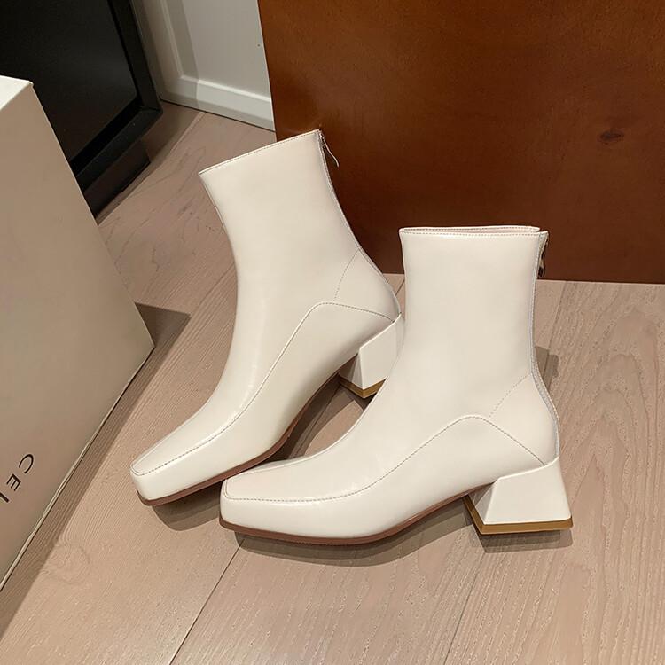 Женские ботинки челси на среднем каблуке с квадратным носком, зимняя обувь 2025 года, повседневная кожаная обувь для ходьбы, тренд, зимние ботинки Mujer