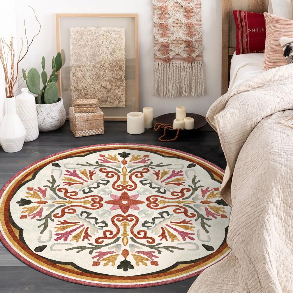 Декор гостиной в марокканском стиле Круглый ковер Ковры большой площади для спальни Дома Кресло-качалка Напольный коврик Моющийся ковер для гостиной
