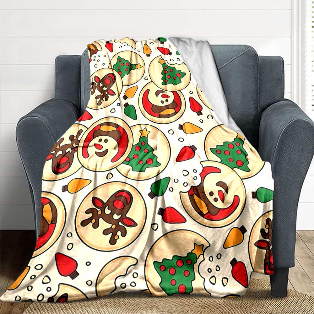 1pc Christmas Cookies Blanket Warm, Cozy, And Soft, Suitable for Sofas, Beds, Cars, And Office Use.Perfect for Camping And Travel, Making It a Great G