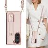 Crossbody Wristband Wallet Phone Case For Samsung Galaxy Z Fold 7 6 5 4 5G Double Magnetic Button Card Slot Wrist Design Cover