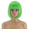 MISS WIG Женская мода Косплей Короткий прямой парик Боб с челкой Зеленый Розовый Красное вино Хэллоуин Синтетический парик Длина плеч