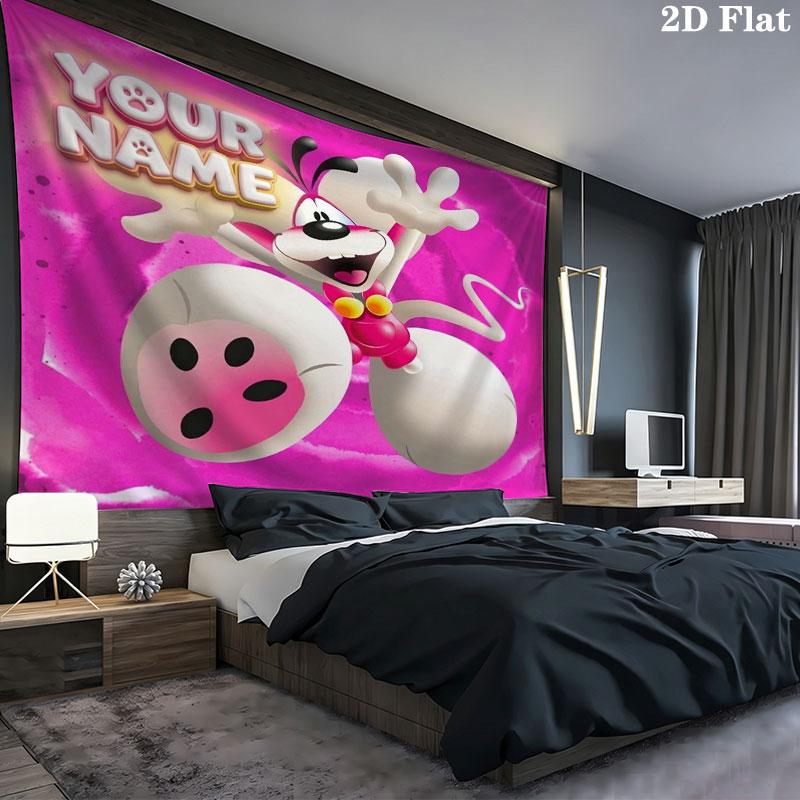 Diddl Custom Name Wall Tapestry Aesthetic Wall Hanging Printed Fabric Blanket Decorative Tapestries for Bedroom Living Room Home Decor