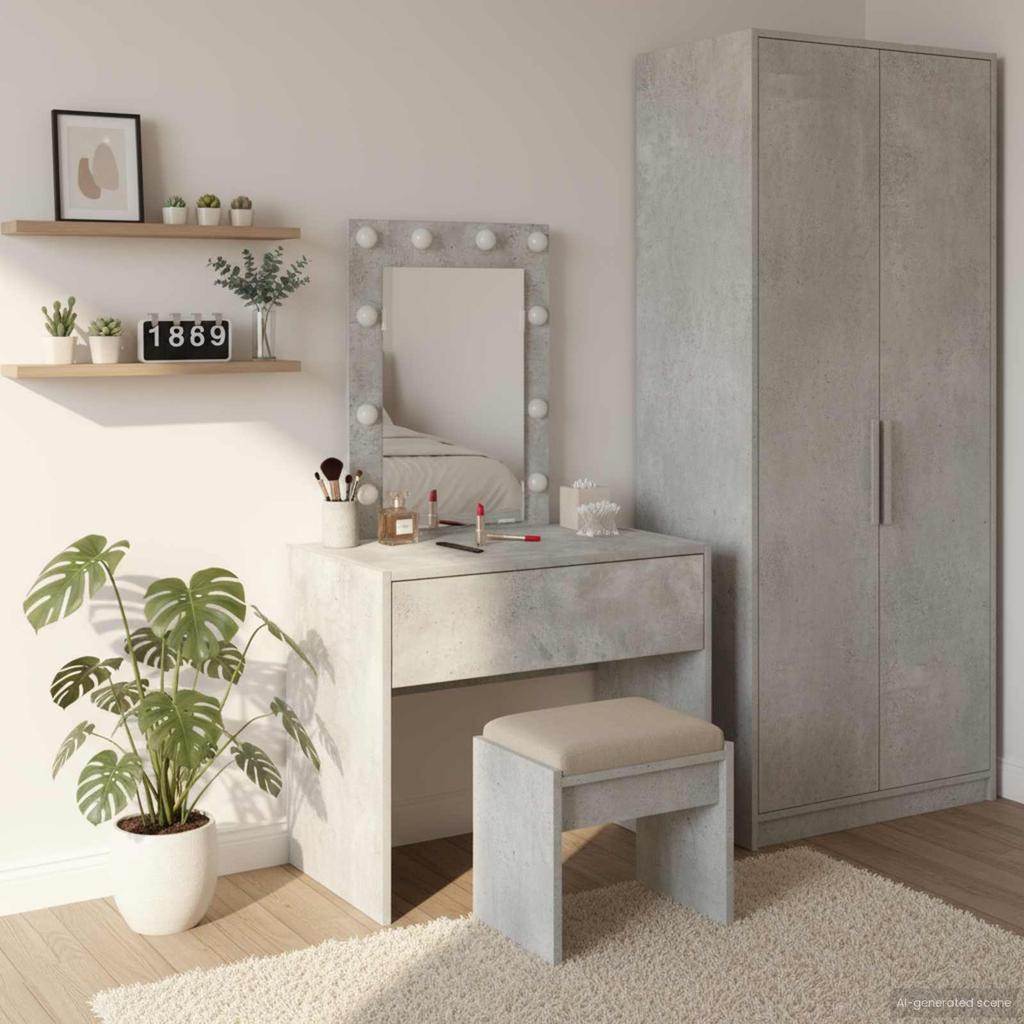 Makeup Table with Drawers Gray 60 x 40 x 70 cm Engineered Wood