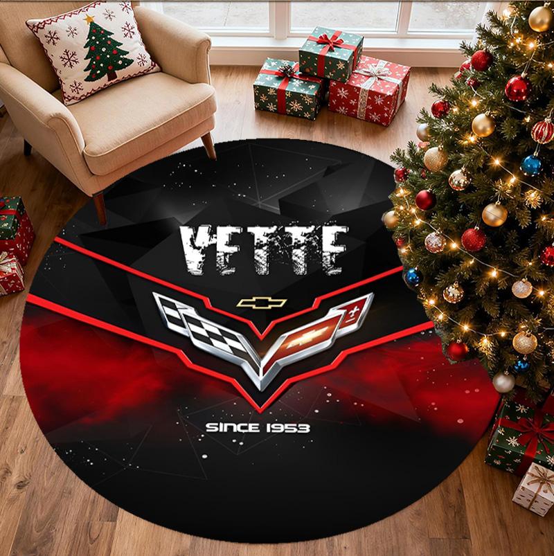 Chevrolet Corvette Pattern Round Rug, Indoor/Outdoor Mat, for Picnic, Gameroom, Bedroom, Office, Living Room, Home Decor Carpet, Birthday Gift