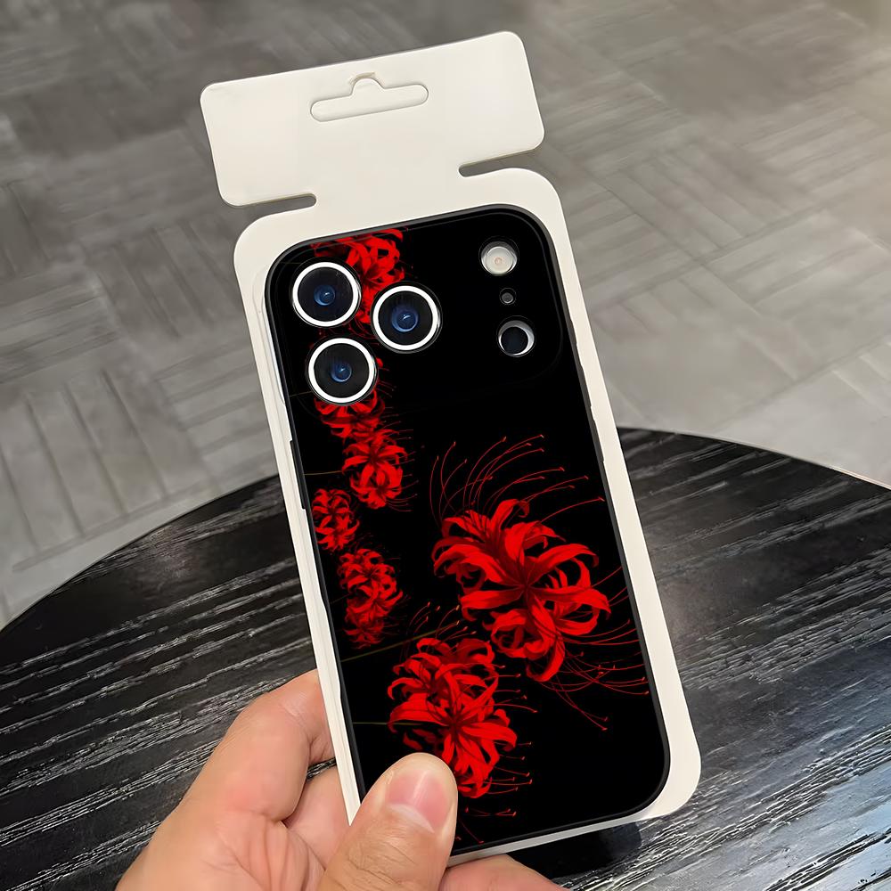 Красный Паучий Лилия Цветок Ада Чехол для Телефона Для IPhone 17 Air 16 E Pro Max 15 14 13 Mini 12 Pro 11 Max Plus Черный Мягкий Чехол
