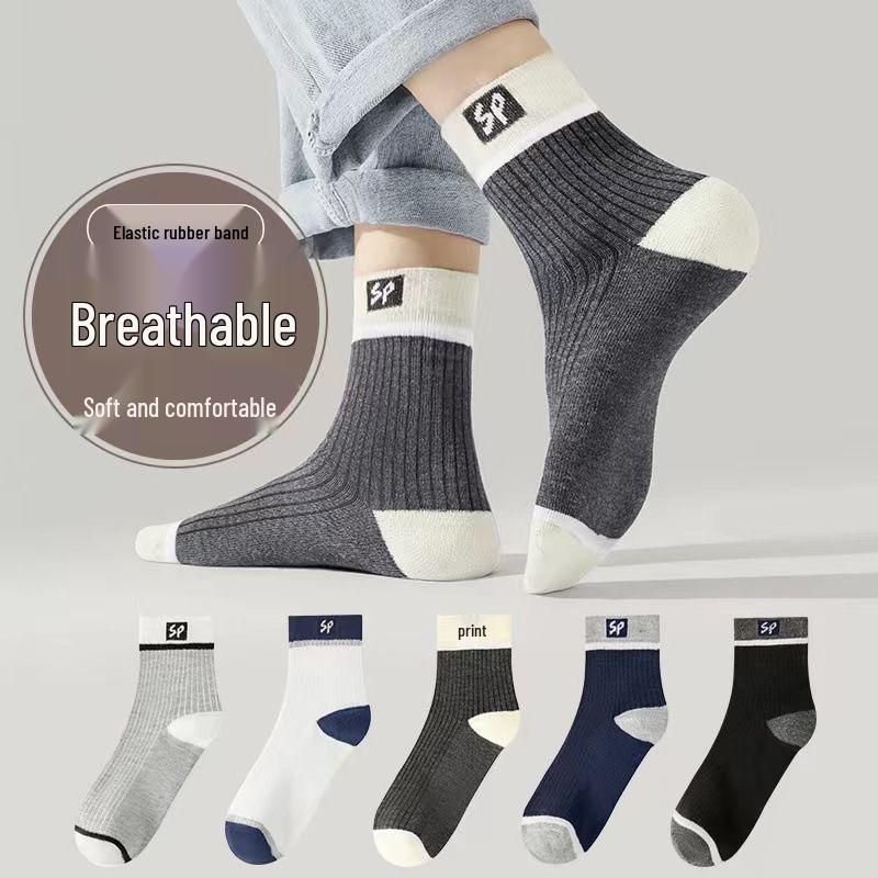 Мужские хлопковые носки до середины икры, влагоотводящие, устойчивые к запаху: Осенне-зимний спортивный стиль хай-топ