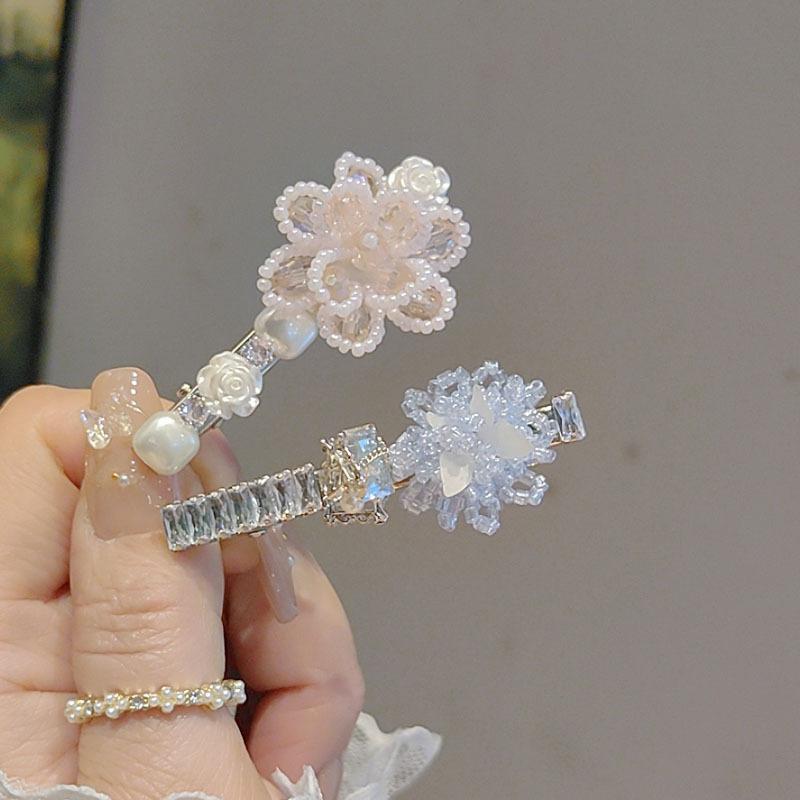 Exquisite Sweet Cool Crystal Zircon Hair Clip for Women with A Small Niche Design Side Clip Headpiece