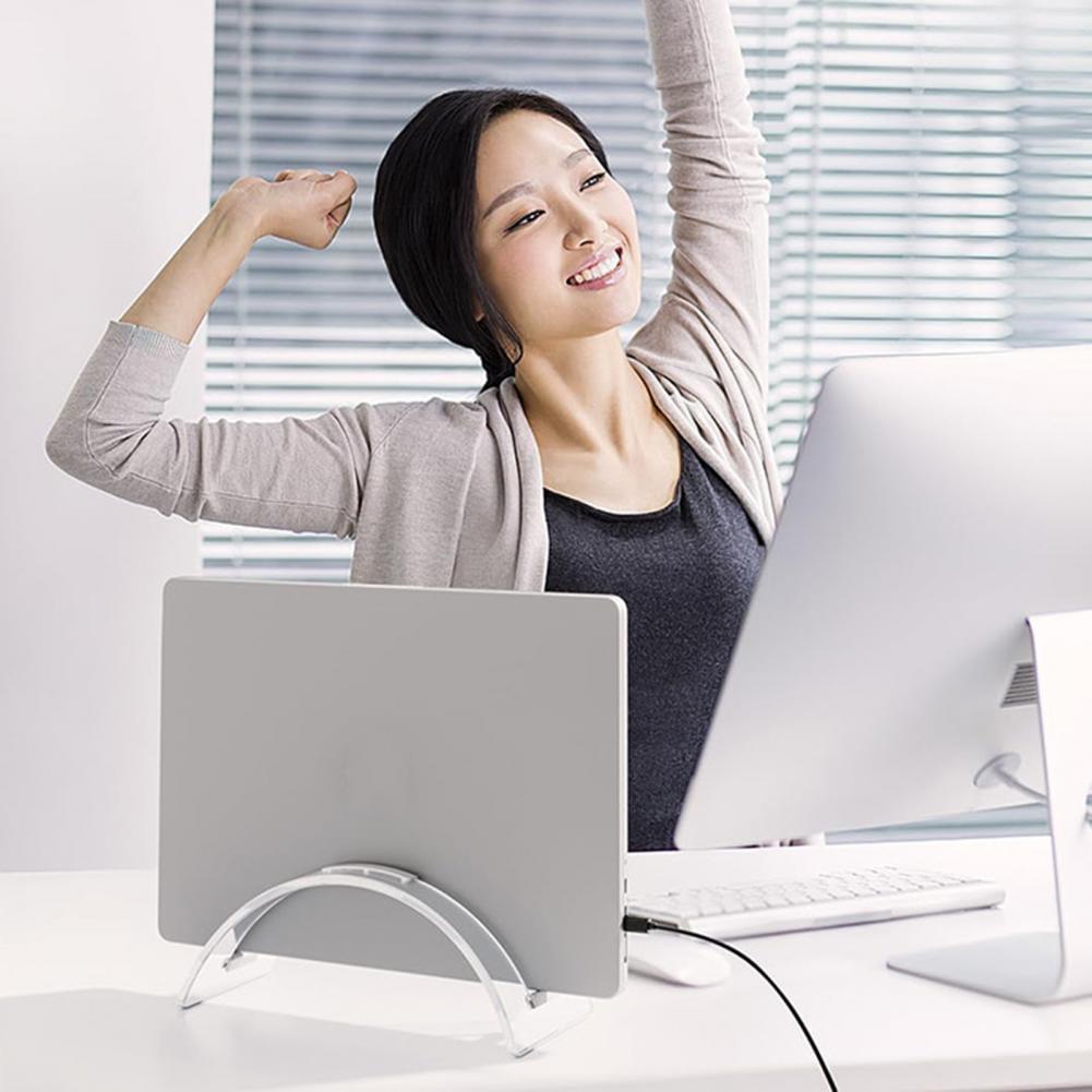 Компактная подставка для ноутбука Акриловая вертикальная подставка для ноутбука с высокой устойчивостью и большой грузоподъемностью для личного использования для организованного хранения