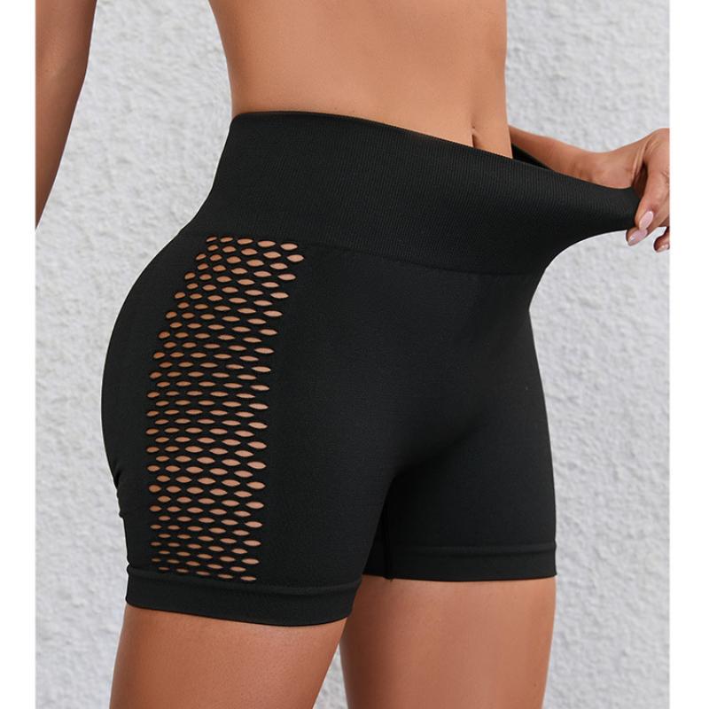 High Elastic Side Hollow Out Casual Yoga Pants Women Solid High Waist Push Up Yoga Shorts Summer Fitness Sports Running Legging Shorts Female 24418
