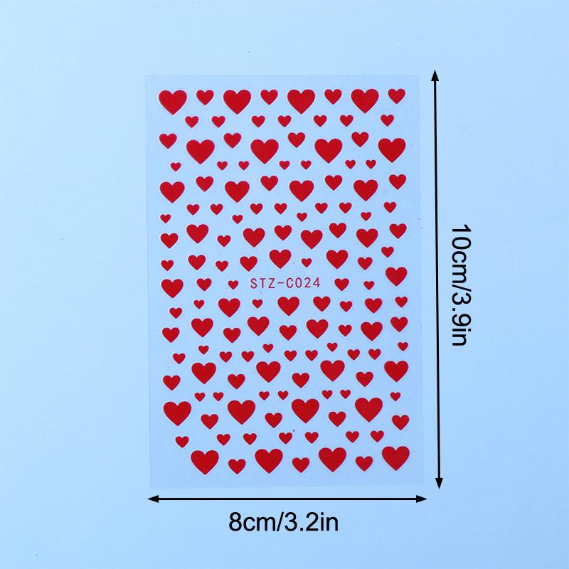 3D Black White Red Heart Villain Valentine'S Day Nail Art Stickers Nail Diy Colorful Nail Decals Nail Art Accessories