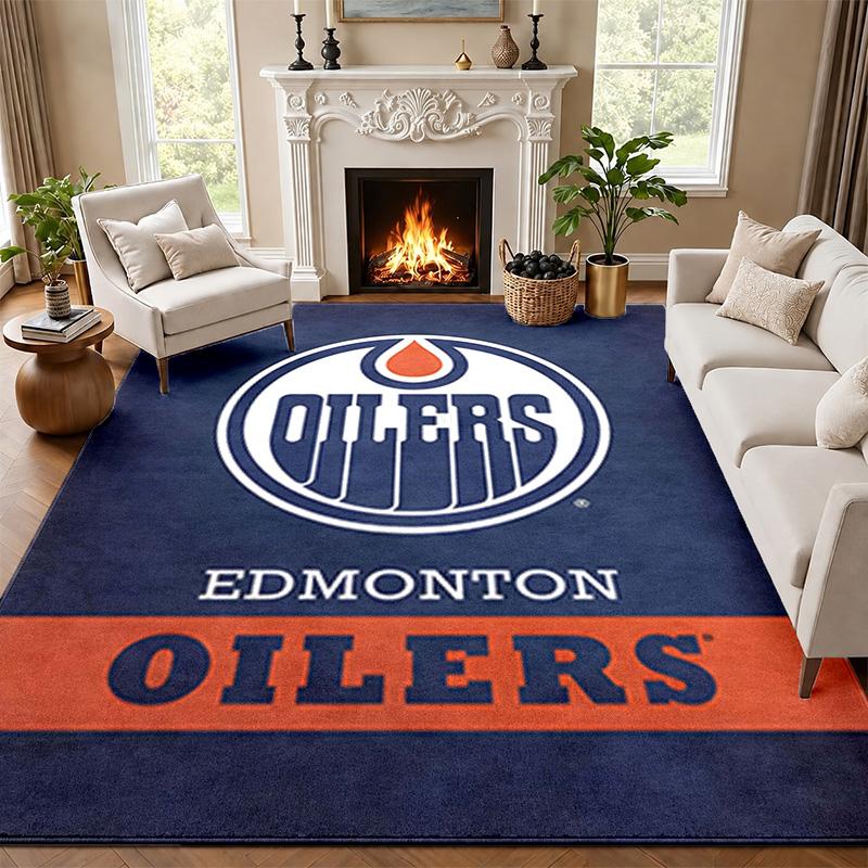 Edmonton Oilers Carpet Door Mat for Living Room or Bedroom Protective Mat Under Chair Office Decoration Christmas Gift Birthday Present