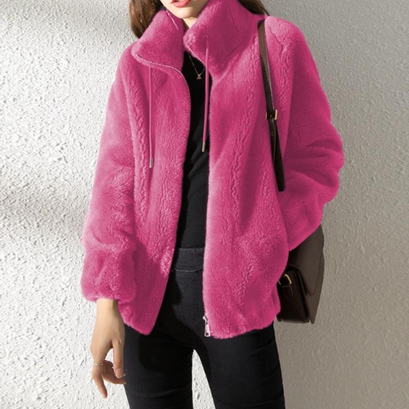 Зимняя женская флисовая куртка с воротником-стойкой из утолщенного двухстороннего флиса с капюшоном, кардиган на молнии, флисовая куртка