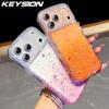 KEYSION Градиентный прозрачный чехол-бампер со стразами и блестками для iPhone 13 14 15 16 17 Pro Max 17 Air 16 Plus, с защитой камеры, ударопрочная задняя крышка