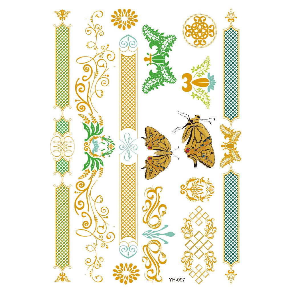 Metallic Gold Butterfly Tattoo Silver Waterproof Temporary Tattoos Stickers On The Body Women Men Boho Resort Style