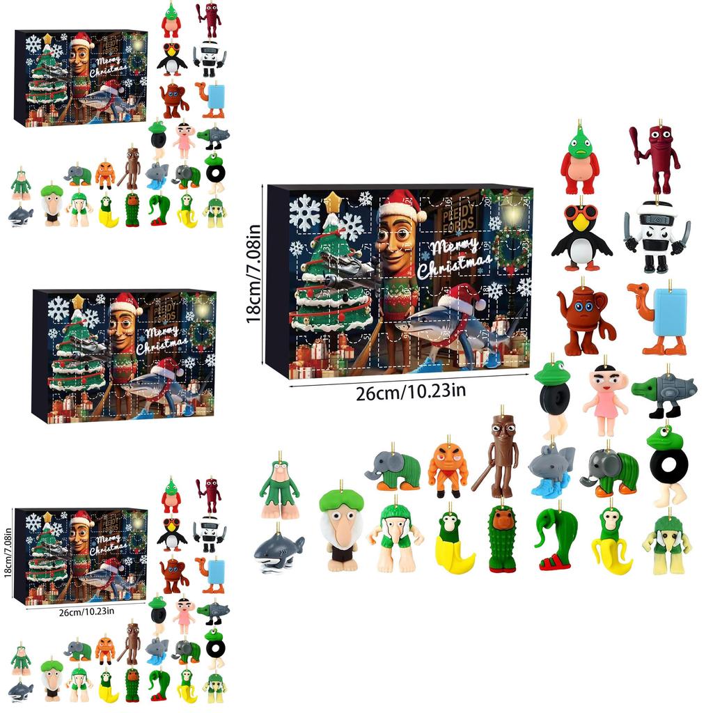 Итальянский Брейнрот Аль Акриловый Рождественский Календарь Обратного Отсчета с Фигурками Персонажей для Праздничного Декора