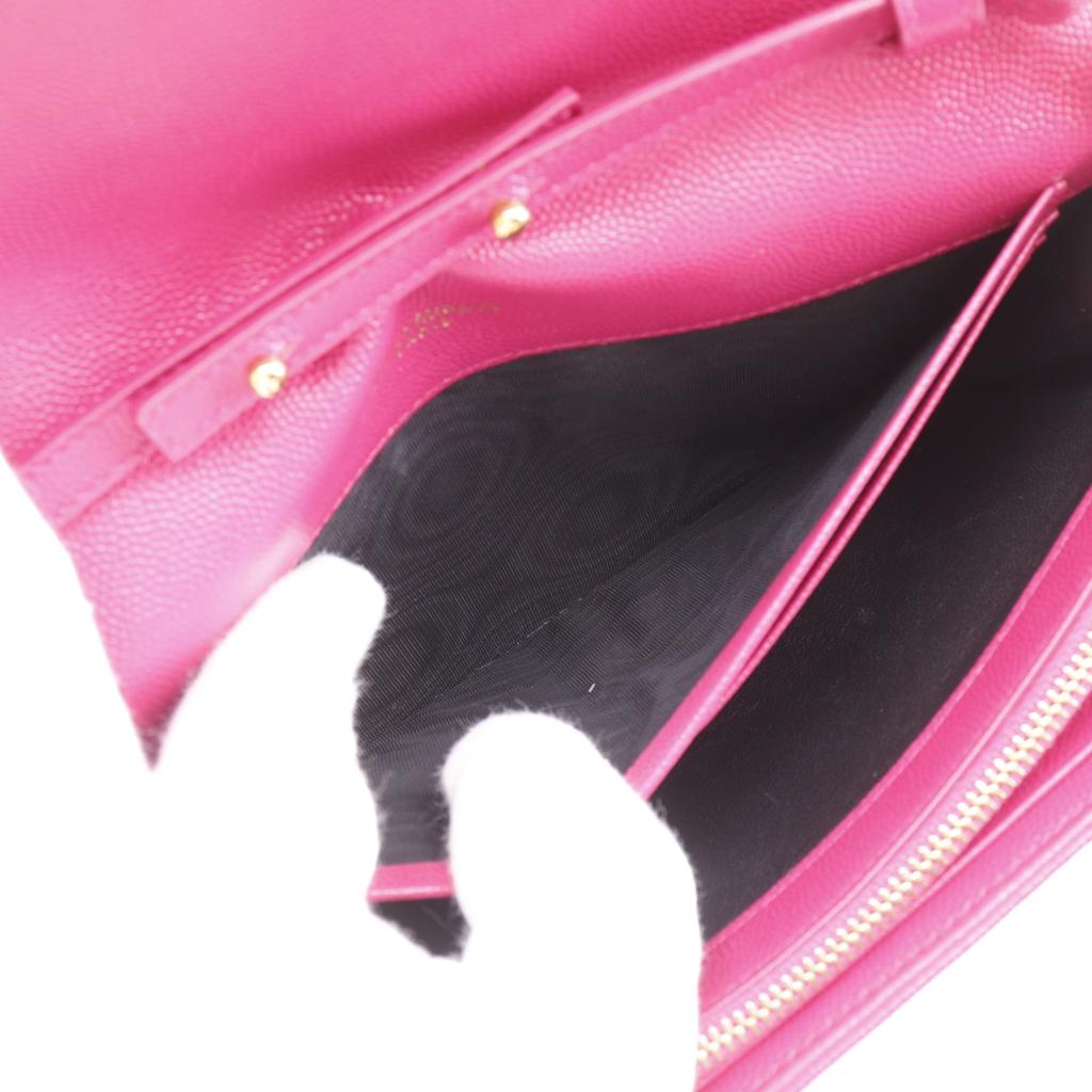 SAINT LAURENT ChainShoulder Chain wallet quilting pink leather Women Used