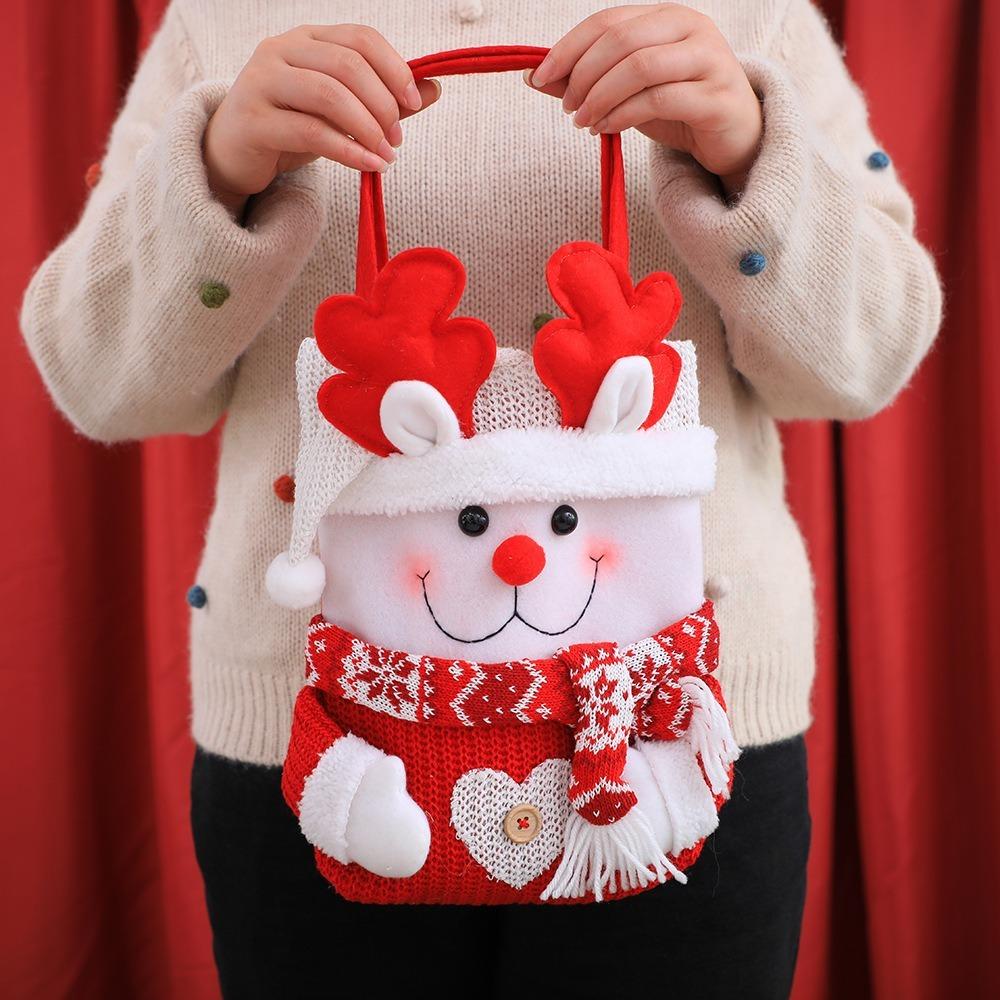 Cartoon Christmas Eve Apple Bag Handheld Xmas Candy Bag Christmas Tote Bags Xmas Ornaments