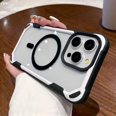 Роскошный магнитный силиконовый чехол-рамка Magsafe для iPhone 15 Pro Max для iPhone 11 12 13 14 15 16 Plus Чистый защитный чехол