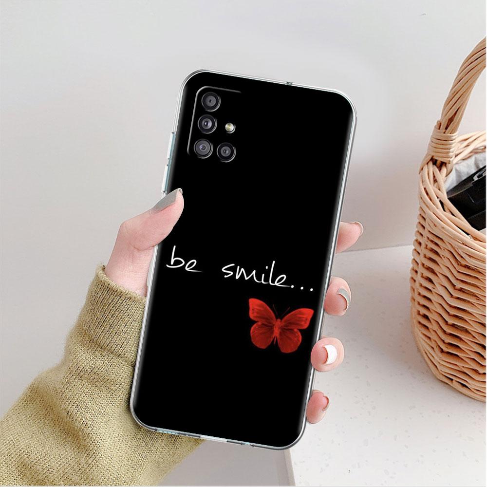 Прозрачный чехол для Samsung Galaxy A52 A12 A51 A32 A21s A71 A32 A22 50 A70 A31 A72 5G чехол для телефона Красивая розовая бабочка