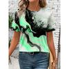 Summer Fashion Women's T-shirt Graphic Marble Print