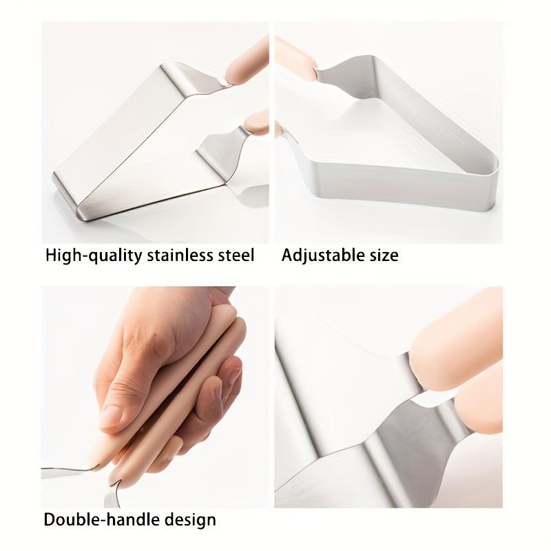 Stainless Steel Triangular Cake Slicer, ergonomic handle, durable for home and party use.