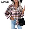 Autumn and Winter Women's Shirts Plaid Long Sleeve Shirt Flannel Tweed Jacket Tops