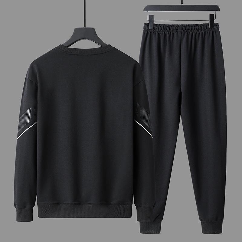 Men's Spring/Autumn Casual Sports Set: Jacket, Cropped Pants, Round Neck Sweatshirt, Long Sleeves, Complete Outfit.