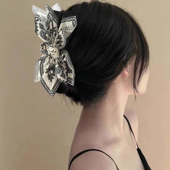 Женские заколки-краб с бантом, двухсторонние заколки для волос с узором в виде ореха кешью, большие заколки-банты для длинных и коротких волос, аксессуары