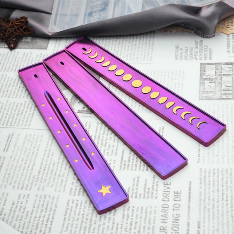 DIY смола эпоксидная кристалл эпоксидное зеркало силиконовая луна фаза звезда благовония линия доска заглушка силиконовая форма коробка для благовоний