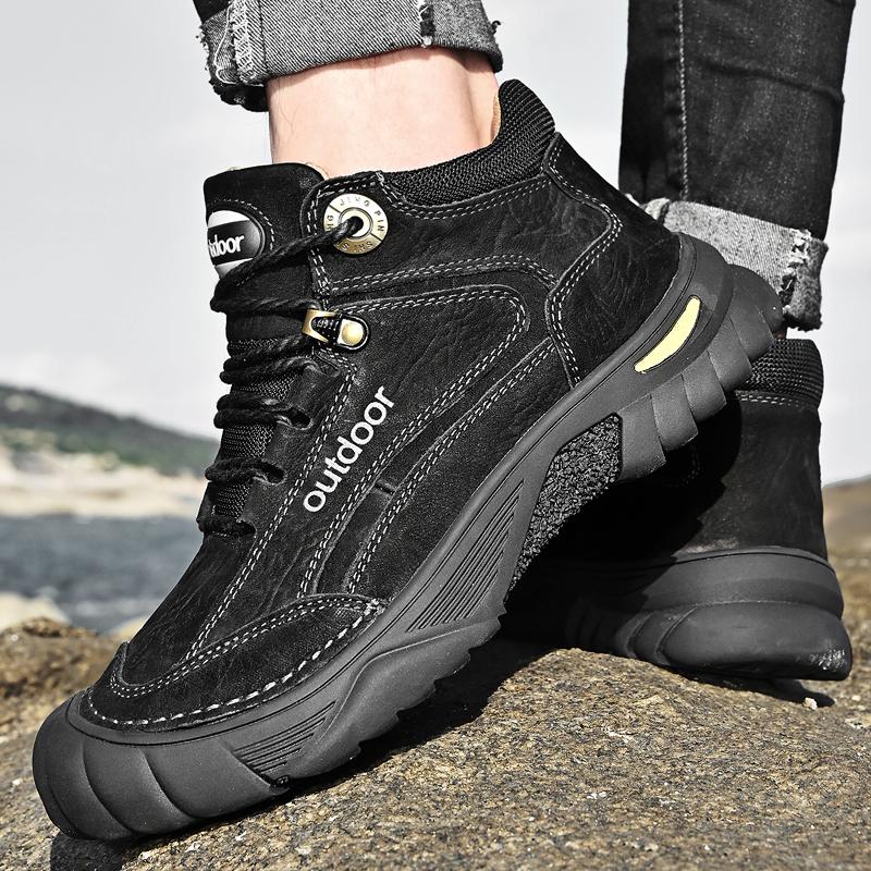 Мужские ботинки для снегоступов из коровьей кожи, нескользящие спортивные ботинки для активного отдыха, утолщенные высокие ботинки для альпинизма, короткие мужские ботинки для активного отдыха