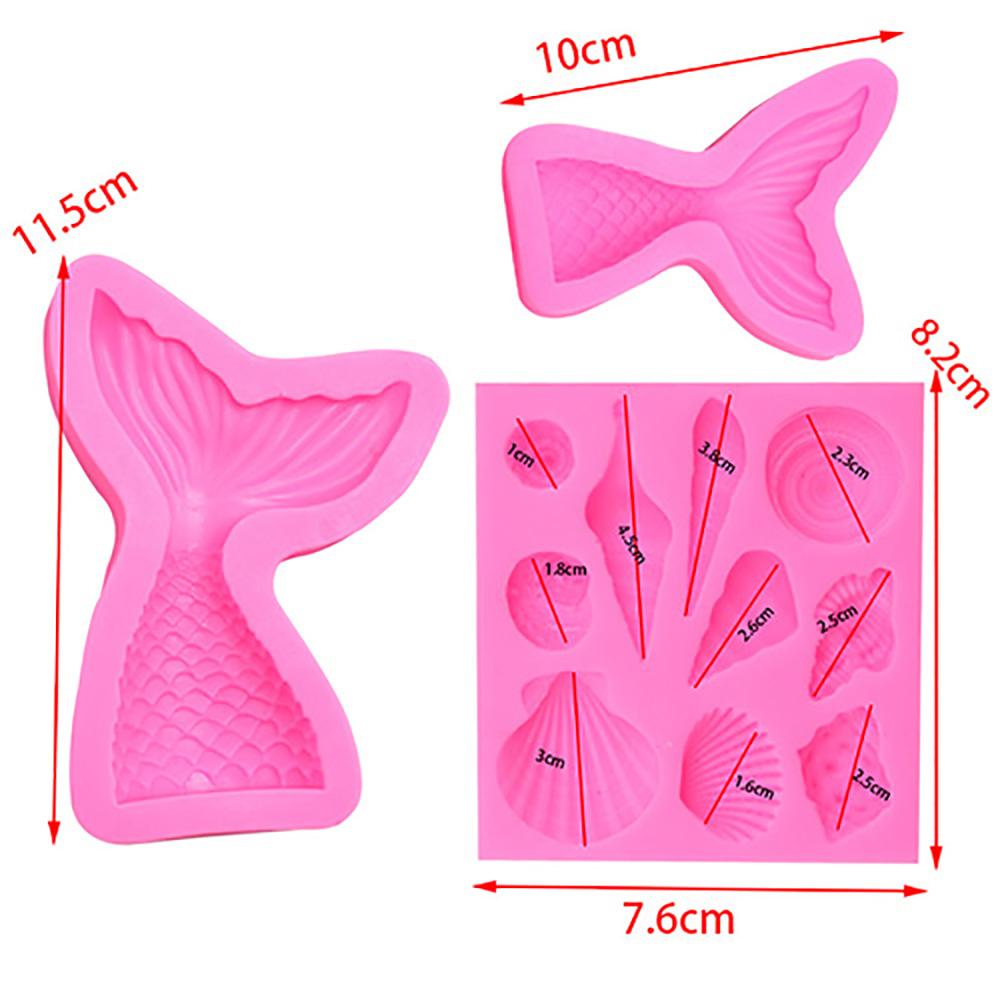 3PC/Set Mermaid Tail Fondant Cake Moulds Silicone Mold Cake Decorating Baking Tools Handmade Soap Mold Fish Fork Tail