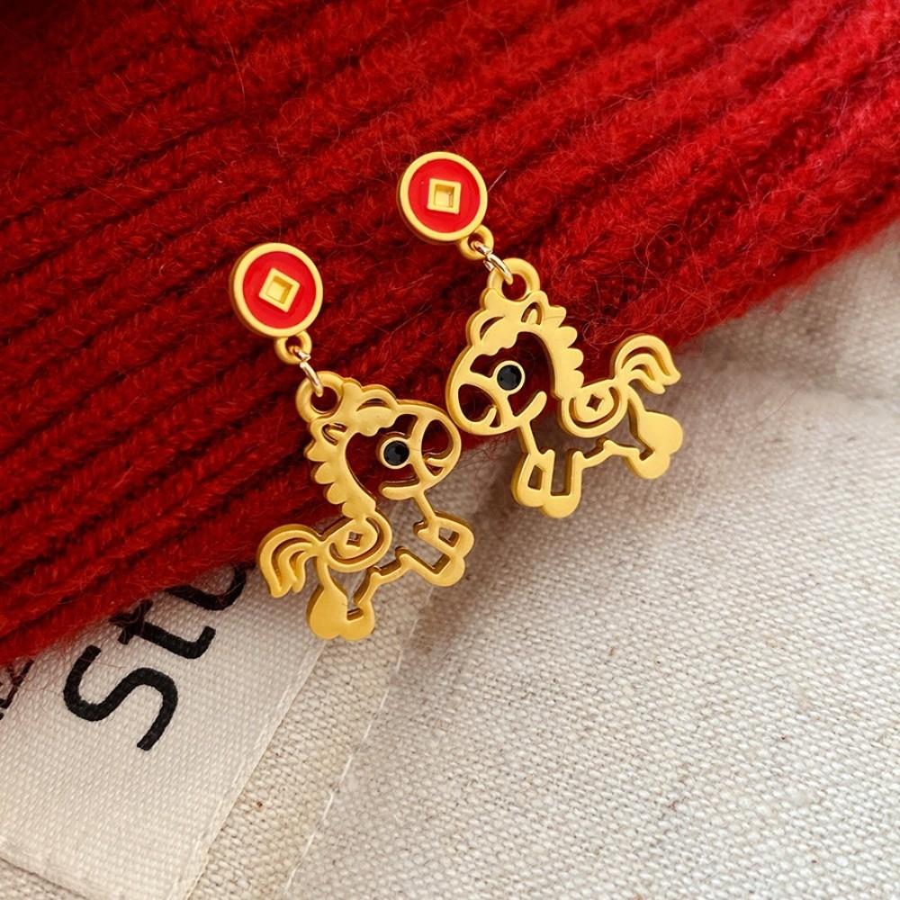 Fashion Jewelry New Year Horse Earrings Horse Mascot Drop Earrings  Year of Horse Gift
