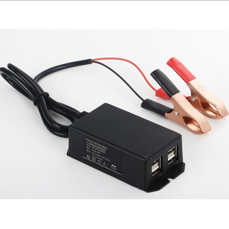 Автомобильный USB-концентратор для мотоцикла, зарядная станция для телефона, преобразователь постоянного тока с зажимом для аккумулятора, 4 USB-порта, адаптер питания