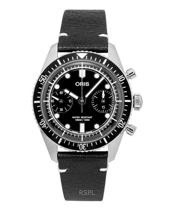 Oris Divers Sixty-Five Хронограф Кожаный Ремешок Черный Циферблат Автоматический 01-771-7791-4054-07-6-20-01 100М Мужские Часы