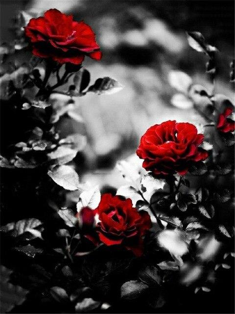 5D алмазная живопись роза Алмазная вышивка черно-белая мозаика картина из горного хрусталя украшение дома подарок