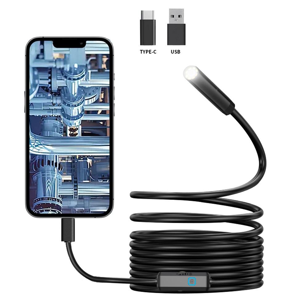 7MM TYPE-C Android Endoscope Camera IP67 Waterproof 6 LED Adjustable Borescope Mini Camera with 6 LEDs