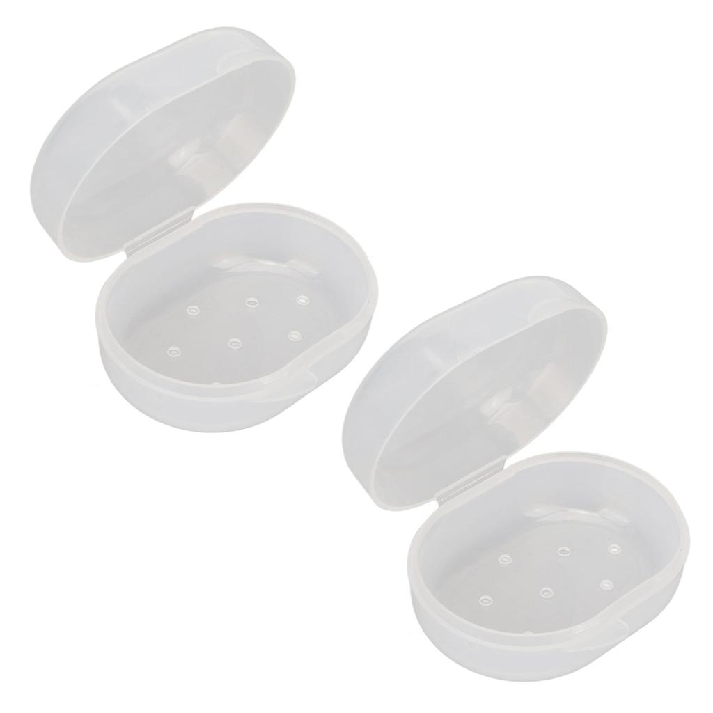 2pcs Swimming Earplug Storage Box Buckle Closure Breathable Holes Earplugs Carry Case Transparent