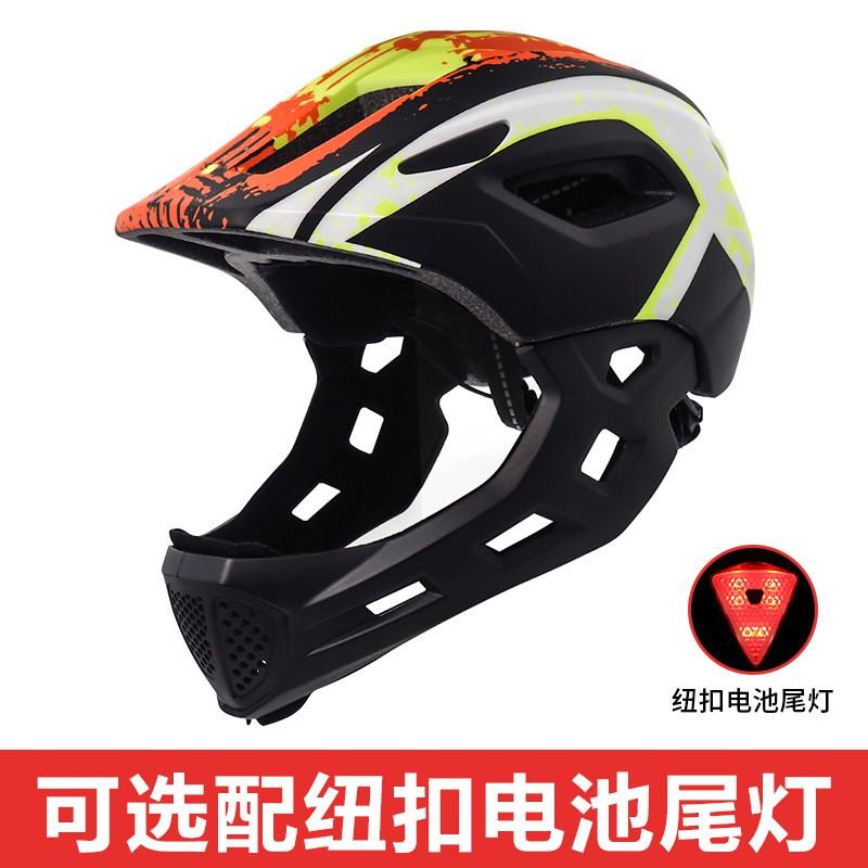 Kids Full Face Helmet Scooter Bike Roller Skating Balance Safety Gear Black Red Blue Green Orange Fluorescent Colors