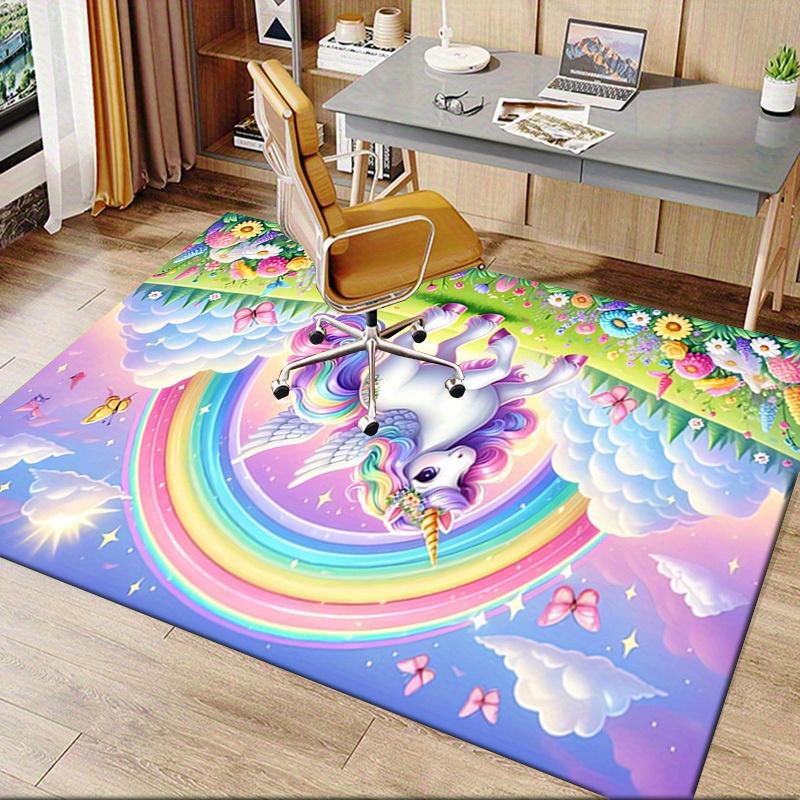1pc Rainbow pony Soft Printed Area Rug, Office Carpet, Under Chair Protector Blanket for Bathroom, Living Room, Bedroom, Laund